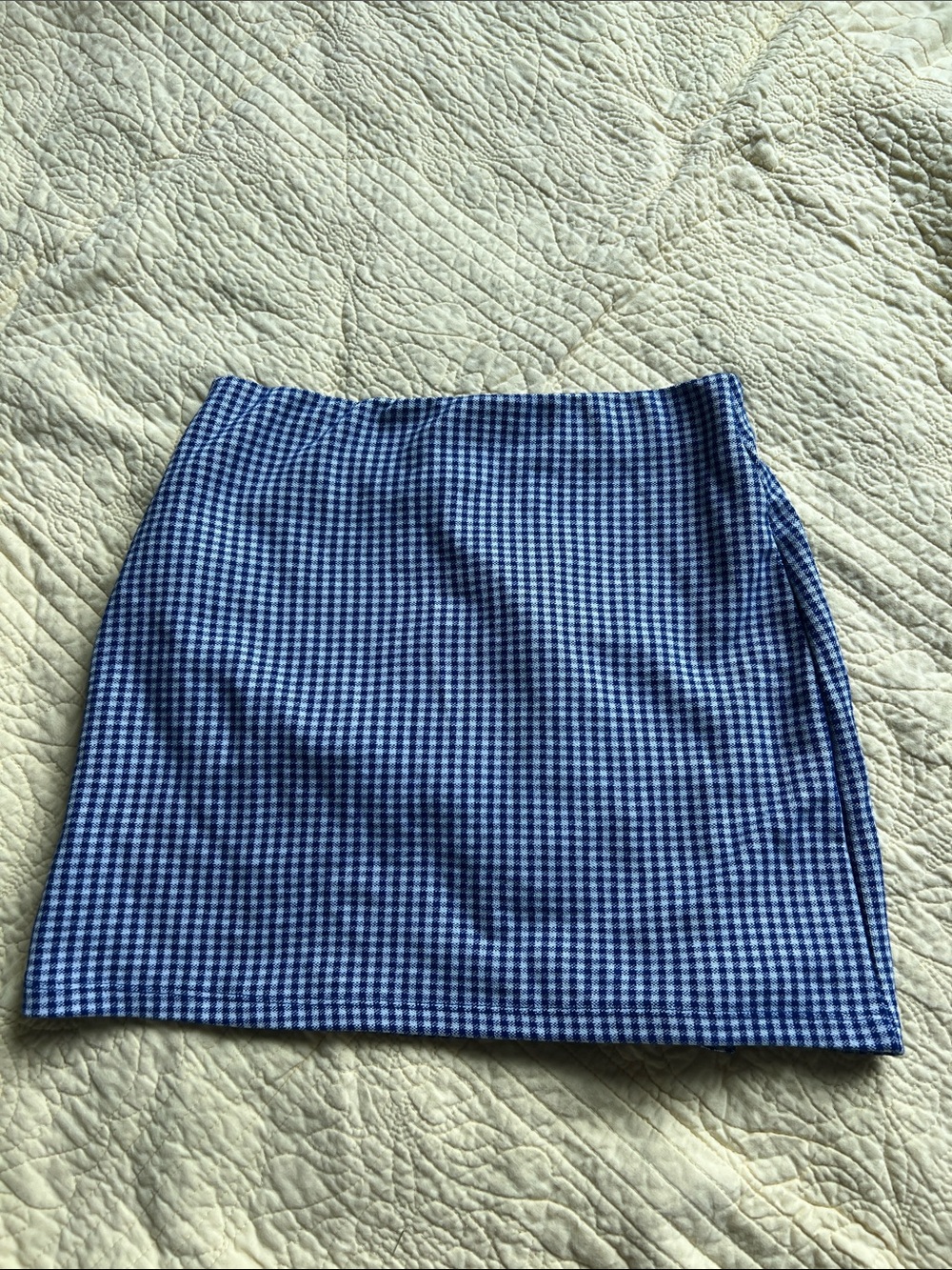 Topshop Blue Gingham Ruffle Front Miniskirt - Picture 2 of 4